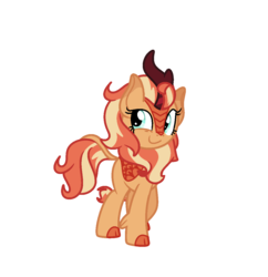 Size: 1155x1193 | Tagged: safe, artist:andromedasparkz, sunset shimmer, kirin, g4, female, kirin sunset, kirin-ified, simple background, smiling, solo, species swap, transparent background