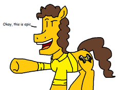 Size: 667x472 | Tagged: safe, artist:thunderzizi, cheese sandwich, pony, g4, epic, male, meme, okay now this is epic, solo