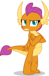Size: 2408x3731 | Tagged: safe, artist:tomfraggle, smolder, dragon, g4, school daze, season 8, crossed arms, dragoness, female, high res, looking at you, simple background, smolder is not amused, solo, tail, transparent background, vector