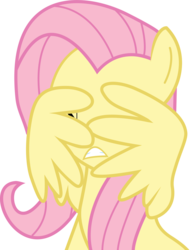Size: 1054x1376 | Tagged: safe, artist:sirrainium, fluttershy, pegasus, pony, g4, school raze, bust, eyes closed, female, scared, show accurate, simple background, solo, transparent background, vector, wing hands
