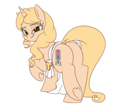 Size: 3000x2600 | Tagged: safe, artist:notenoughapples, taralicious, oc, oc only, pony, unicorn, butt, clothes, dock, female, high res, mare, plot, ponified celebrity, simple background, solo, tara strong, toga, transparent background, underhoof