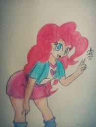 Size: 1024x1365 | Tagged: safe, artist:12alvaro, pinkie pie, human, g4, clothes, equestria girls outfit, female, humanized, solo, traditional art