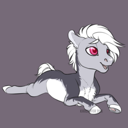 Size: 1024x1024 | Tagged: safe, artist:dementra369, oc, oc only, earth pony, pony, foal, open mouth, pale belly, prone, simple background, solo, white belly