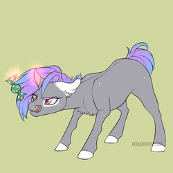 Size: 1024x1024 | Tagged: safe, artist:dementra369, oc, oc only, pony, unicorn, candy, eyes on the prize, female, filly, food, licking, licking lips, magic, simple background, solo, telekinesis, tongue out