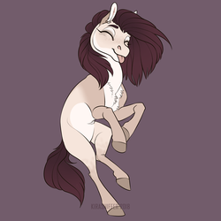 Size: 1024x1024 | Tagged: safe, artist:dementra369, oc, oc only, earth pony, pony, eyes closed, female, filly, happy, pale belly, simple background, solo, tongue out