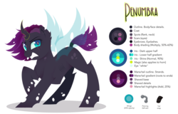 Size: 2500x1600 | Tagged: safe, artist:vampteen83, oc, oc only, oc:penumbra, changeling, female, magic, purple changeling, reference sheet, simple background, solo, transparent background