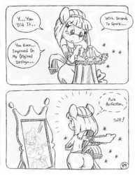 Size: 849x1100 | Tagged: safe, artist:circe, blue nile, anthro, unguligrade anthro, comic:soreloser, black and white, comic, grayscale, mirror, monochrome, teary eyes, traditional art