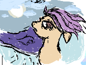 Size: 173x131 | Tagged: safe, artist:dinexistente, oc, oc only, oc:seaweed, earth pony, pony, cyoa:cirquesque, sky, solo, tiny, water, windswept mane