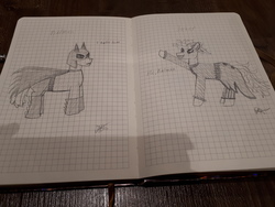 Size: 4608x3456 | Tagged: safe, artist:php185, earth pony, pony, batman, duo, graph paper, grayscale, male, monochrome, pencil drawing, ponified, stallion, the joker, traditional art