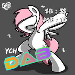 Size: 630x630 | Tagged: safe, artist:sugar morning, oc, oc only, oc:sugar morning, pegasus, pony, commission, dab, meme, simple background, solo, your character here