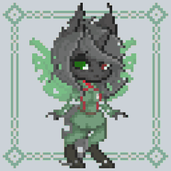 Size: 320x320 | Tagged: safe, artist:stockingshot56, oc, oc:lix, changeling, anthro, animated, changeling oc, gif, green changeling, idle animation, pixel art, solo