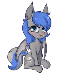 Size: 1200x1460 | Tagged: safe, artist:ashee, oc, oc only, oc:moonslurps, bat pony, pony, 2019 community collab, derpibooru community collaboration, piercing, simple background, solo, tongue out, transparent background