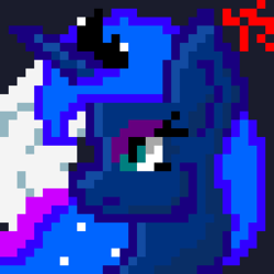 Size: 256x256 | Tagged: safe, artist:tunrae, princess luna, pony, g4, female, moon, pixel art, simple background, solo