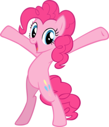Size: 4972x5774 | Tagged: safe, artist:andoanimalia, pinkie pie, earth pony, pony, g4, absurd resolution, belly, bipedal, female, happy, hooves in air, looking at you, open mouth, simple background, solo, transparent background, vector, y pose