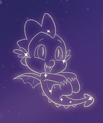 Size: 222x265 | Tagged: safe, artist:amy mebberson, idw, spike, dragon, g4, spoiler:comic, spoiler:comic75, baby, baby dragon, constellation, cropped, cute, male, night, night sky, sky, smiling, solo, spikabetes, spread wings, stars, tail, winged spike, wings