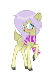 Size: 2400x3236 | Tagged: safe, artist:succubi samus, oc, oc only, oc:miti, pony, 2019 community collab, derpibooru community collaboration, blushing, clothes, cute, doe, glasses, high res, looking at you, raised hoof, scarf, simple background, solo, transparent background