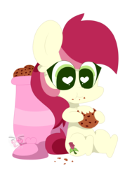 Size: 3024x4032 | Tagged: safe, artist:kittyrosie, roseluck, earth pony, pony, g4, cookie, cookie jar, cute, female, food, heart eyes, mare, rosabetes, simple background, solo, transparent background, wingding eyes