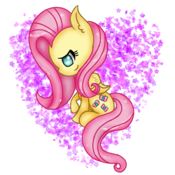 Size: 1000x1000 | Tagged: safe, artist:gardianripu, fluttershy, pony, g4, chibi, cute, ear fluff, female, flower, no pupils, profile, shyabetes, solo