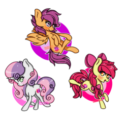 Size: 1500x1350 | Tagged: safe, artist:gardianripu, apple bloom, scootaloo, sweetie belle, earth pony, pony, g4, bow, colored pupils, cute, cutie mark crusaders, hair bow, looking at you, older, open mouth, simple background, transparent background, trio