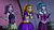 Size: 2560x1440 | Tagged: safe, artist:namyg, adagio dazzle, aria blaze, sonata dusk, equestria girls, g4, my little pony equestria girls: rainbow rocks, clothes, headband, open mouth, scene interpretation, signature, sleeveless, spikes, stage, the dazzlings