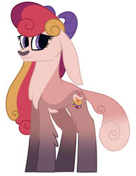 Size: 1600x2068 | Tagged: safe, artist:missbramblemele, oc, oc only, oc:lovely aurora heart, hybrid, yakony, female, offspring, parent:prince rutherford, parent:princess cadance, simple background, solo, white background