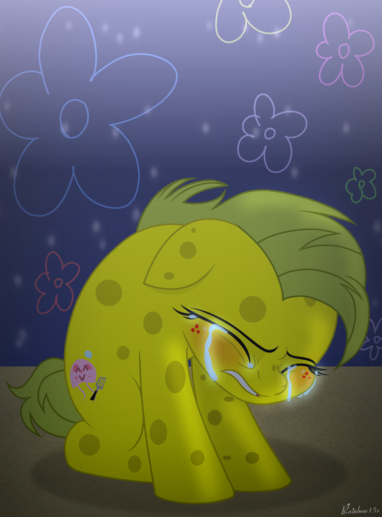 artist:rainbow15s, pony, crossover, crying, loss, ponified, sad, solo, spon...
