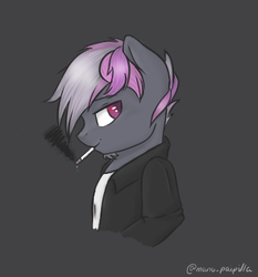 Size: 335x360 | Tagged: safe, artist:vampteen83, oc, oc only, oc:cotton cole, anthro, bust, cigarette, clothes, jacket, male, portrait, smoking, solo, stallion