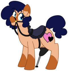 Size: 1600x1669 | Tagged: safe, artist:/d/non, oc, oc only, oc:heartspring, earth pony, pony, 2019 community collab, derpibooru community collaboration, amputee, bridle, coat markings, lead, prosthetic limb, prosthetics, saddle, simple background, socks (coat markings), solo, tack, transparent background