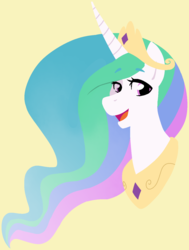 Size: 1098x1450 | Tagged: safe, artist:/d/non, princess celestia, alicorn, pony, g4, 30 minute art challenge, bust, crown, female, jewelry, lineless, regalia, simple background, smiling, solo