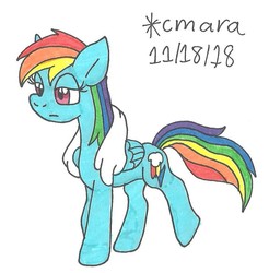 Size: 821x833 | Tagged: safe, artist:cmara, rainbow dash, pegasus, pony, g4, female, simple background, solo, tired, towel, traditional art, white background