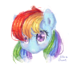 Size: 415x379 | Tagged: safe, artist:pony-ellie-stuart, rainbow dash, pegasus, pony, g4, bust, female, ms paint, portrait, simple background, solo, white background