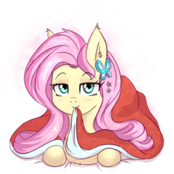 Size: 4000x4000 | Tagged: safe, artist:yinglung, fluttershy, pony, g4, bedroom eyes, blushing, cute, ear fluff, female, looking at you, mare, shyabetes, solo
