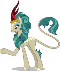 Size: 5702x6827 | Tagged: safe, artist:hendro107, rain shine, kirin, sounds of silence, .svg available, absurd resolution, cloven hooves, female, looking down, open mouth, queen, raised hoof, simple background, solo, transparent background, vector