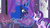 Size: 1280x720 | Tagged: safe, screencap, princess luna, starlight glimmer, alicorn, pony, unicorn, a royal problem, g4, canterlot castle, cart, cute, female, flower, jewelry, lavender, levitation, looking at each other, magic, mare, night, peytral, pillar, regalia, smiling, stained glass, telekinesis, that pony sure does love lavender