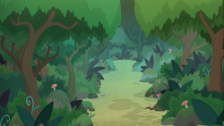 Size: 1366x768 | Tagged: safe, screencap, g4, non-compete clause, forest, mushroom, no pony, path, tree, vegetation