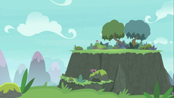 Size: 1366x768 | Tagged: safe, non-compete clause, background, canyon, cliff, cloud, mountain, no pony, scenery, tree