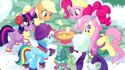 Size: 1920x1080 | Tagged: safe, artist:kalecgos, artist:tony fleecs, edit, edited screencap, screencap, applejack, fluttershy, pinkie pie, rainbow dash, rarity, spike, sweetie belle, twilight sparkle, alicorn, dragon, pony, unicorn, g4, my little pony best gift ever, swarm of the century, a present for everypony, animated, butt, clothes, drool, eaten alive, female, food, hat, implied cannibalism, mane seven, mane six, mare, marshmallow, marvin gaye, meme, oral vore, parody, pinkie pred, plot, scarf, song reference, sound, soylent green, striped scarf, sweetie belle is a marshmallow too, twilight sparkle (alicorn), unicorn twilight, ushanka, vore, wat, watermark, webm, winged spike, wings, winter outfit, ytpmv