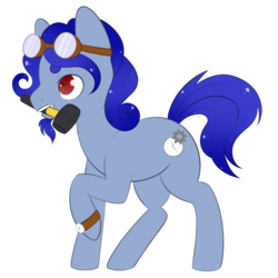 Size: 3200x3200 | Tagged: safe, artist:veincchi, oc, oc only, oc:clockwork, pony, clockwork, commission, hammer, heart eyes, high res, male, rubber mallet, solo, watch, wingding eyes