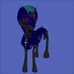 Size: 900x900 | Tagged: safe, artist:affabledragon, artist:tunrae, oc, oc:charon, pony, undead, unicorn, armor, collaboration, digital, skeletonpony