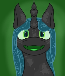Size: 1200x1400 | Tagged: source needed, safe, artist:krumpcakes, edit, queen chrysalis, changeling, changeling queen, g4, female, smiling, solo