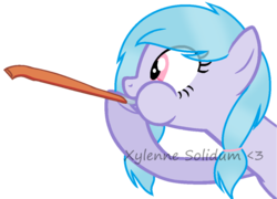 Size: 1024x737 | Tagged: safe, artist:xylenneisnotamazing, oc, oc only, oc:color pastel, earth pony, pony, female, mare, party horn, simple background, solo, transparent background