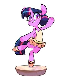 Size: 1977x2325 | Tagged: safe, artist:sourspot, twilight sparkle, alicorn, pony, g4, ballerina, ballet slippers, clothes, cute, female, looking down, mare, pose, simple background, smiling, solo, tutu, twiabetes, twilarina, twilight sparkle (alicorn), white background