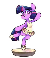 Size: 1977x2325 | Tagged: safe, alternate version, artist:sourspot, twilight sparkle, alicorn, pony, g4, ballerina, ballet slippers, clothes, cute, female, looking down, mare, pose, simple background, smiling, solo, tutu, twiabetes, twilarina, twilight sparkle (alicorn), white background