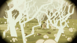 Size: 1440x810 | Tagged: safe, screencap, granny smith, pokey oaks, earth pony, pony, family appreciation day, g4, duo, father and daughter, female, flashback, lightning, male, sepia, sprouting, stallion, teenager