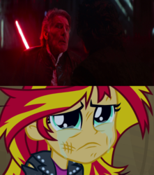 Size: 750x848 | Tagged: safe, edit, screencap, sunset shimmer, equestria girls, g4, my little pony equestria girls, crying, death, han solo, kylo ren, lightsaber, star wars, star wars: the force awakens, weapon