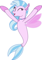 Size: 5000x7045 | Tagged: safe, artist:pilot231, silverstream, seapony (g4), g4, absurd resolution, cheering, cute, diastreamies, female, happy, seapony silverstream, solo, vector