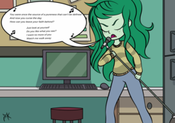 Size: 2893x2039 | Tagged: safe, artist:pony4koma, edit, wallflower blush, equestria girls, equestria girls series, forgotten friendship, g4, computer, high res, keyboard, killswitch engage, lyrics, microphone, monitor, song reference, text, the forgotten