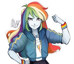 Size: 1080x941 | Tagged: safe, artist:princeivythefirst, rainbow dash, equestria girls, g4, my little pony equestria girls: better together, confident, female, geode of super speed, magical geodes, solo