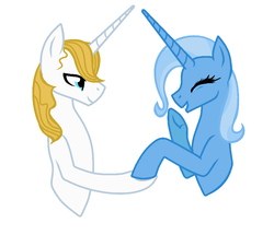 Size: 934x802 | Tagged: safe, artist:neighsay, prince blueblood, trixie, pony, g4, female, horn, long horn, male, ship:bluetrix, shipping, straight