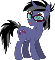 Size: 4642x5094 | Tagged: safe, artist:cyanlightning, oc, oc only, oc:ngkq, pony, unicorn, 2019 community collab, derpibooru community collaboration, g4, .svg available, absurd resolution, chest fluff, ear fluff, glasses, male, simple background, solo, stallion, tongue out, transparent background, vector